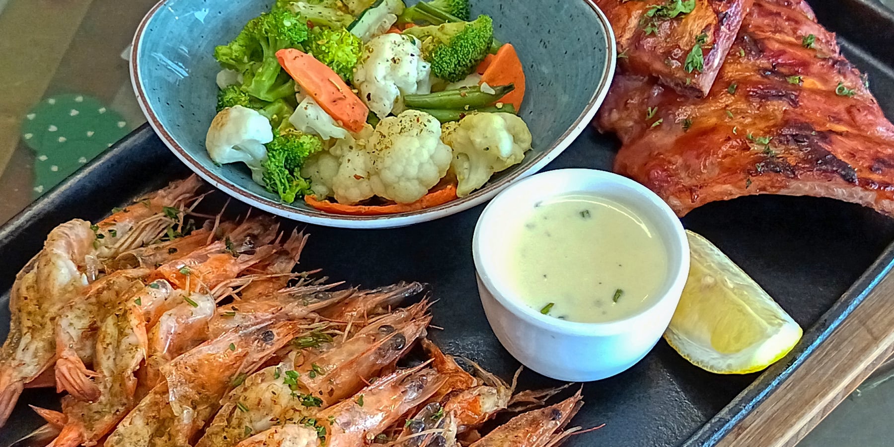 Succulent Grilled Prawns & Flame-Grilled Ribs Feast